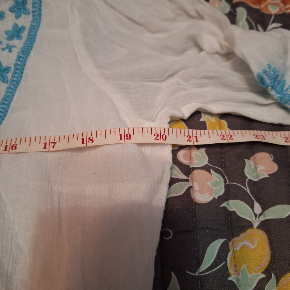 Soft Surroundings 100% Cotton White and Blue Embroidered Midi Juniper Dress - Picture 5 of 13